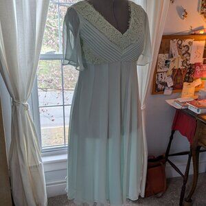 Mint Flowy Cap Sleeve and Lace Dress